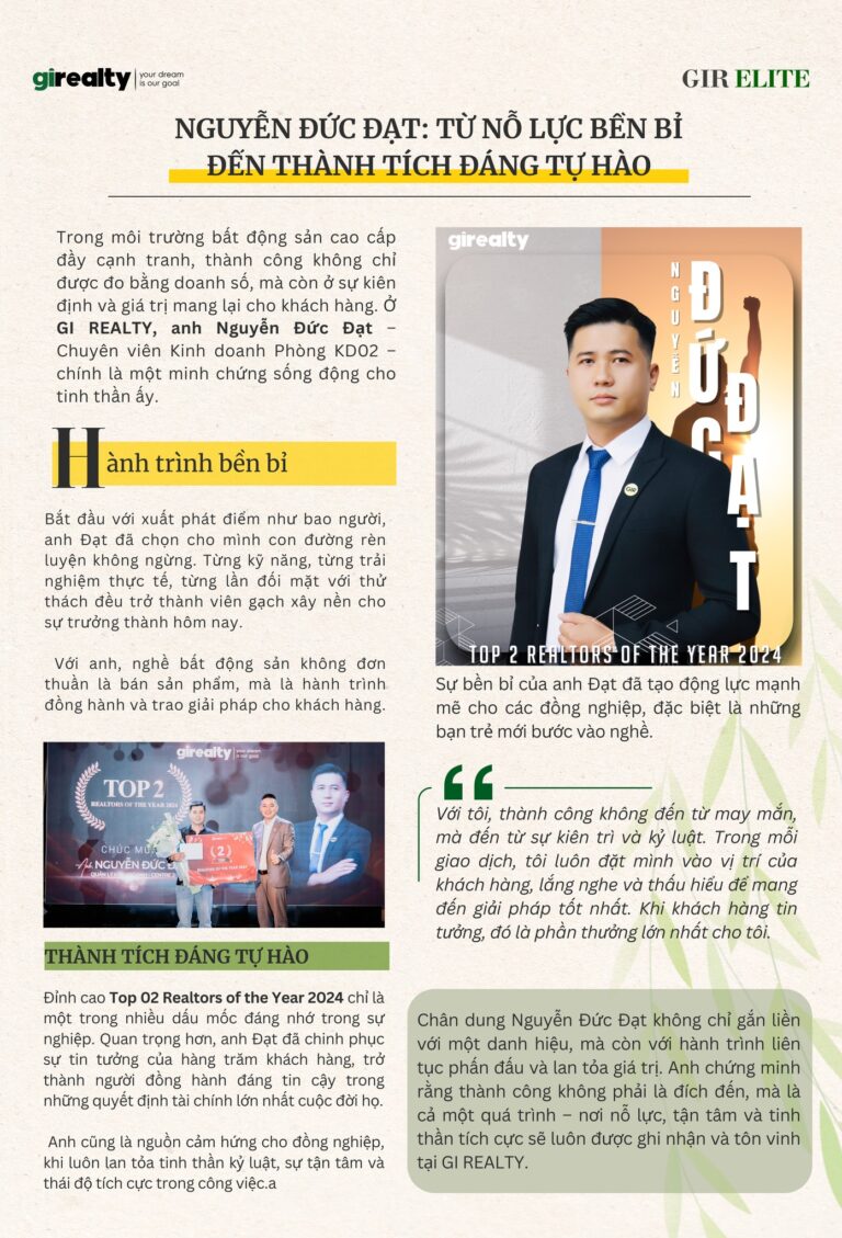 GIR ELITE | Nguyễn Đức Đạt: Từ nỗ lực bền bỉ đến thành tích đáng tự hào